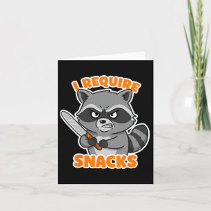 Funny Racoon I Require Snacks Halloween Humour Car Card