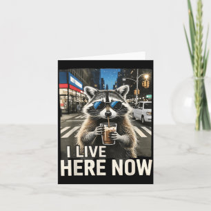 Funny Racoon Iced Coffee Live Here City Trash Card