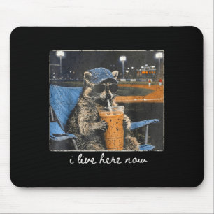 Funny Racoon Live Here Cute Animal Baseball Lover Mouse Mat