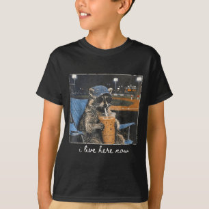 Funny Racoon Live Here Cute Animal Baseball Lover T-Shirt