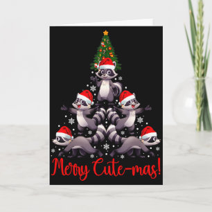 Funny Racoon Merry Cute-mas Racoon Family Christma Card