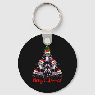 Funny Racoon Merry Cute-mas Racoon Family Christma Key Ring