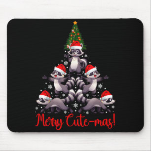 Funny Racoon Merry Cute-mas Racoon Family Christma Mouse Mat