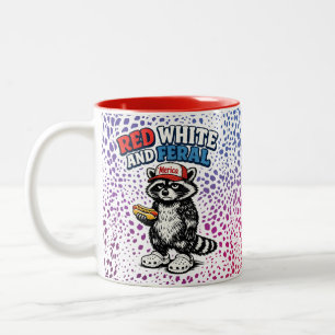 Funny Racoon Mug Red White and Feral