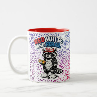 Funny Racoon Mug Red White and Feral