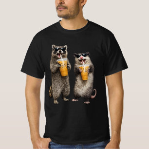 Funny Racoon Opossum Drinking Iced Coffee Shirt, T-Shirt