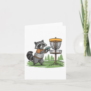 Funny Racoon Play Disc Golf Art For Men Women Kid Card