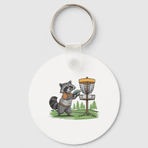 Funny Racoon Play Disc Golf Art For Men Women Kid Key Ring