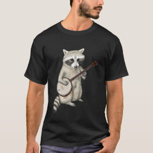 Funny Racoon Playing Banjo Guitar Retro Racoon Tr T-Shirt