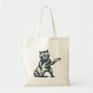 Funny Racoon Playing Electric Guitar Tote Bag