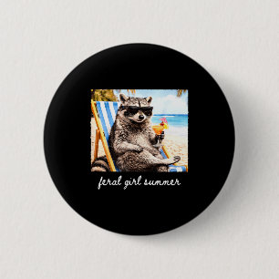 Funny racoon popsicle summer animal sunglasses 6 cm round badge