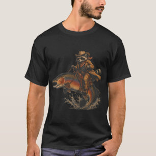 Funny Racoon Riding Rainbow Trout Racoon Meme T-Shirt