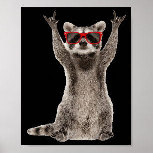 Funny Racoon Rock Music Hand Sign Men Women Boys 