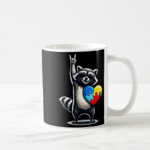 Funny racoon rock on tism men women kids autism coffee mug