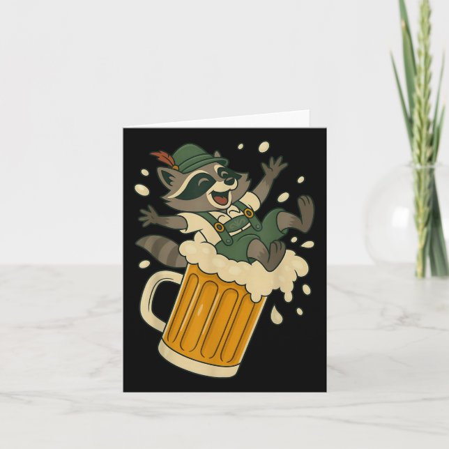 Funny Racoon Sliding Down A Giant Beer Mug Foam  Card (Front)