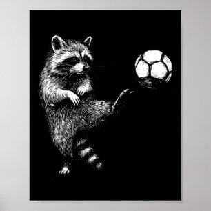 Funny Racoon Soccer Ll Poster