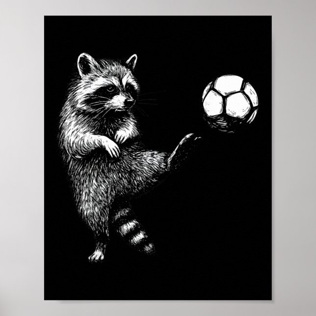 Funny Racoon Soccer Ll  Poster (Front)