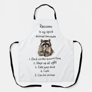 Funny Racoon Spirit Animal Humour Cute Watercolor Apron