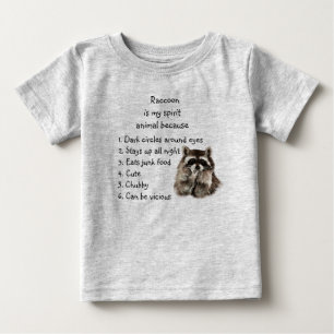 Funny Racoon Spirit Animal Humour Cute Watercolor Baby T-Shirt