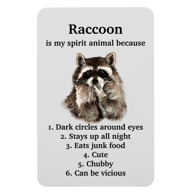 Funny Racoon Spirit Animal Humour Cute Watercolor Magnet (Vertical)
