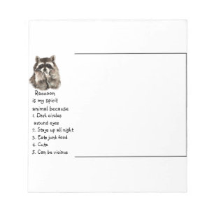 Funny Racoon Spirit Animal Humour Cute Watercolor Notepad