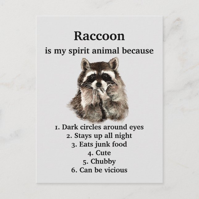 Funny Racoon Spirit Animal Humour Cute Watercolor Postcard (Front)