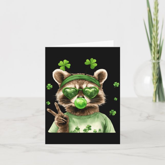 Funny racoon st patrick's day lucky irish funny card (Front)