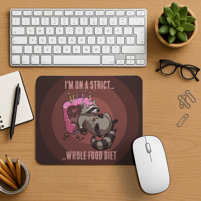 Funny Racoon Strict Whole Food Diet Cartoon Mouse Mat (Creator Uploaded)