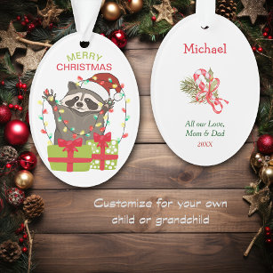 Funny Racoon String Lights Kids Christmas Ornament