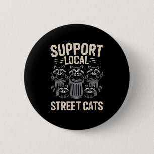 Funny Racoon Sungles Vintage Support Local Street 6 Cm Round Badge