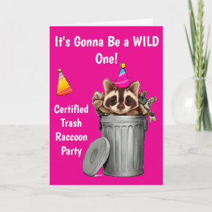 Funny Racoon Trash Can Birthday Design Invitation