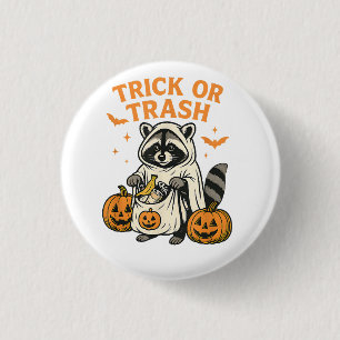Funny Racoon Trick or Trash Halloween 3 Cm Round Badge