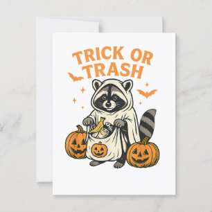 Funny Racoon Trick or Trash Halloween Postcard