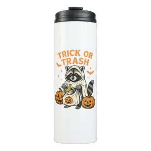 Funny Racoon Trick or Trash Halloween Thermal Tumbler