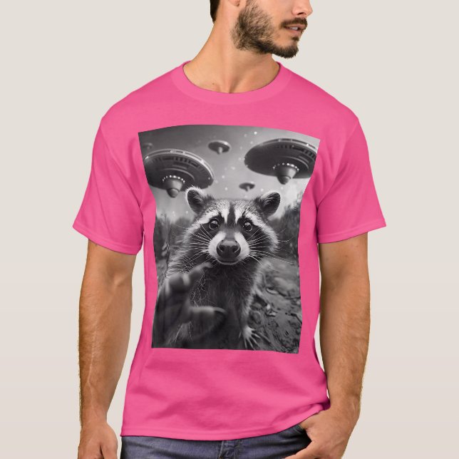 Funny Racoon Ufo T-Shirt (Front)