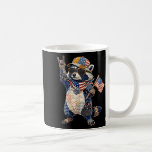 Funny racoon usa flag patriotic animal vintage coffee mug