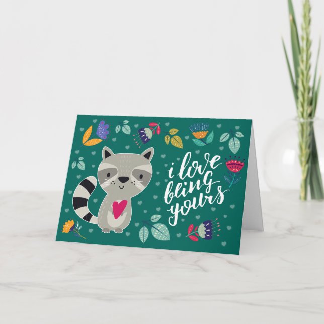 Funny Racoon Valentine's Day Holiday Card (Front)