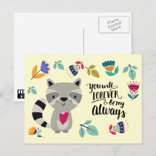 Funny Racoon Valentine's Day Holiday Postcard