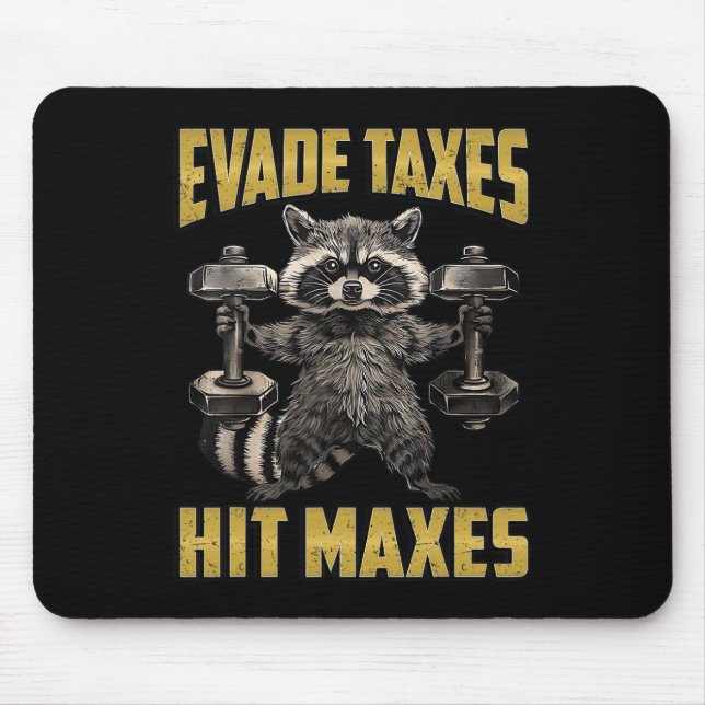 Funny Racoon Weight Lifting Gym Evade Taxes Hit M Mouse Mat (Front)