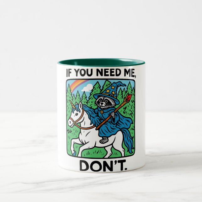 Funny Racoon Wizard Trash Panda Coffee Hilarious  Two-Tone Coffee Mug (Center)
