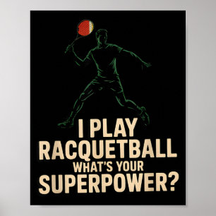 Funny racquetball superpower retro poster saying F