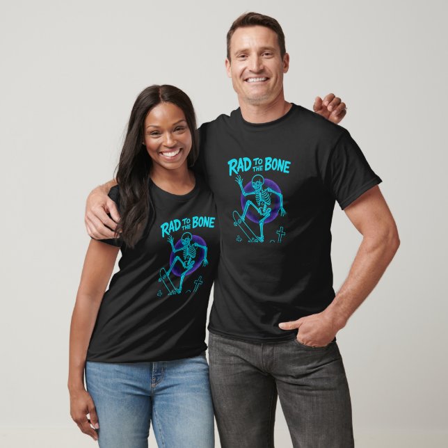 Funny Rad to the Bone Skater Skeleton T-Shirt (Unisex)