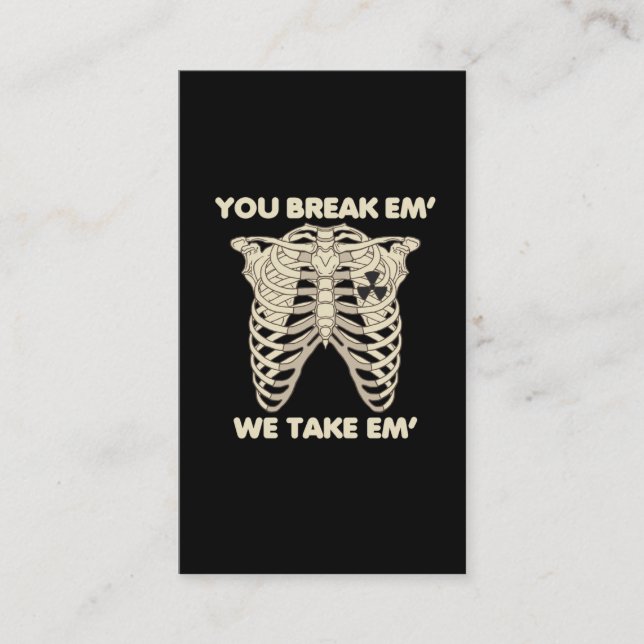 Funny Radiology Xray Skeleton Rad Technologist Business Card (Front)