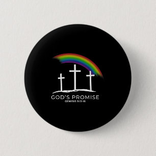 Funny Rainbow Christ Cross - Christian Quote God's 6 Cm Round Badge