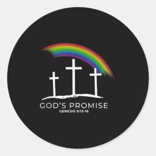Funny Rainbow Christ Cross - Christian Quote God's Classic Round Sticker