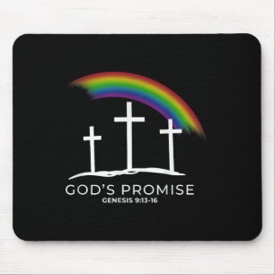 Funny Rainbow Christ Cross - Christian Quote God's Mouse Mat