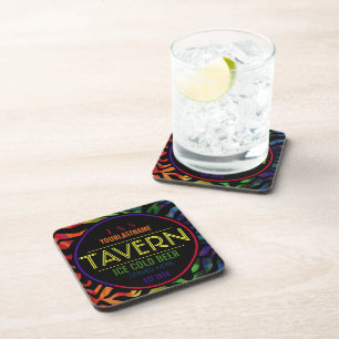 Funny Rainbow Couple Personalised Tavern Coaster