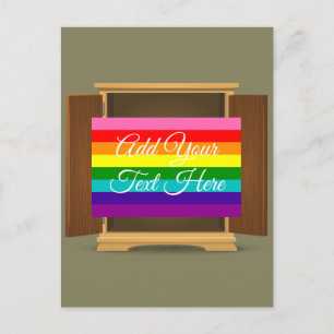 Funny Rainbow Flag LGBT coming out of the closet Postcard
