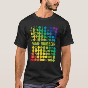 Funny Rainbow Grid Of Prime Numbers School Teacher T-Shirt