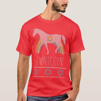 Funny Rainbow Jewnicorn Jewish Unicorn Ugly Hanukk T-Shirt